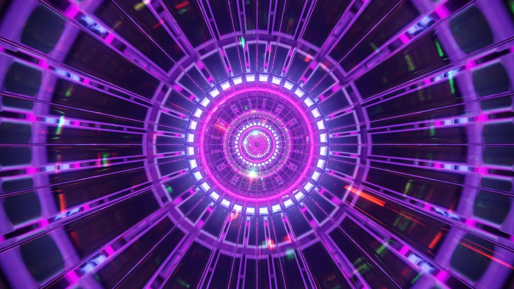 cool rund rymdtunnel med glödande partiklar 3d illustration bakgrundsdesign konstverk foto