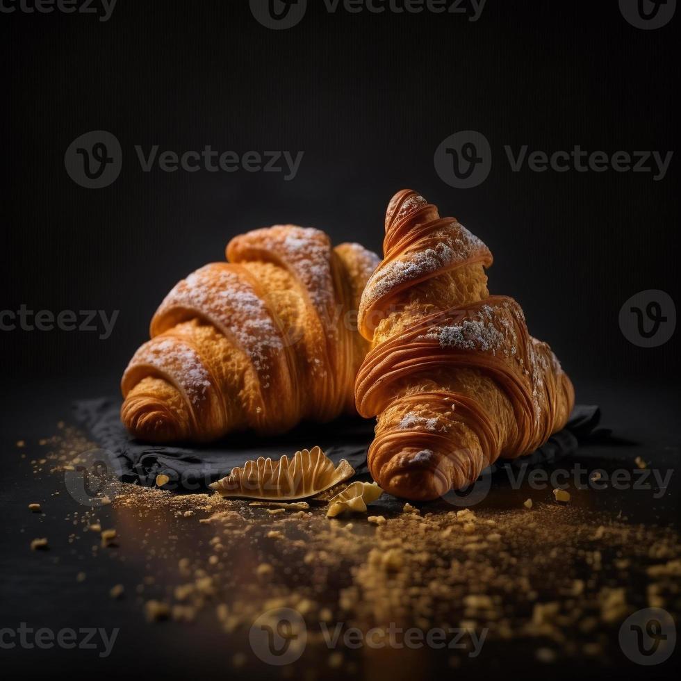 croissanter på svart bakgrund foto