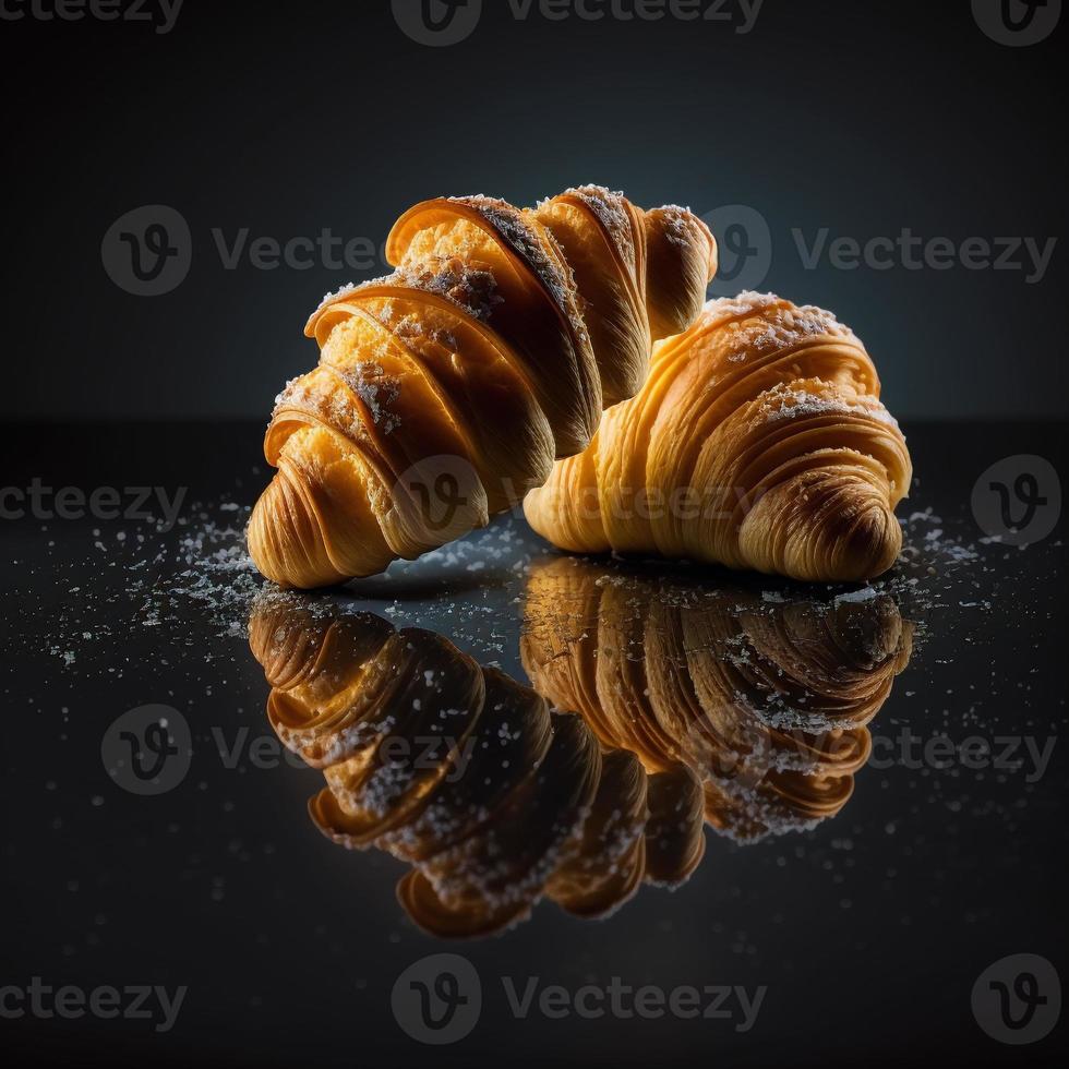 croissanter på svart bakgrund foto