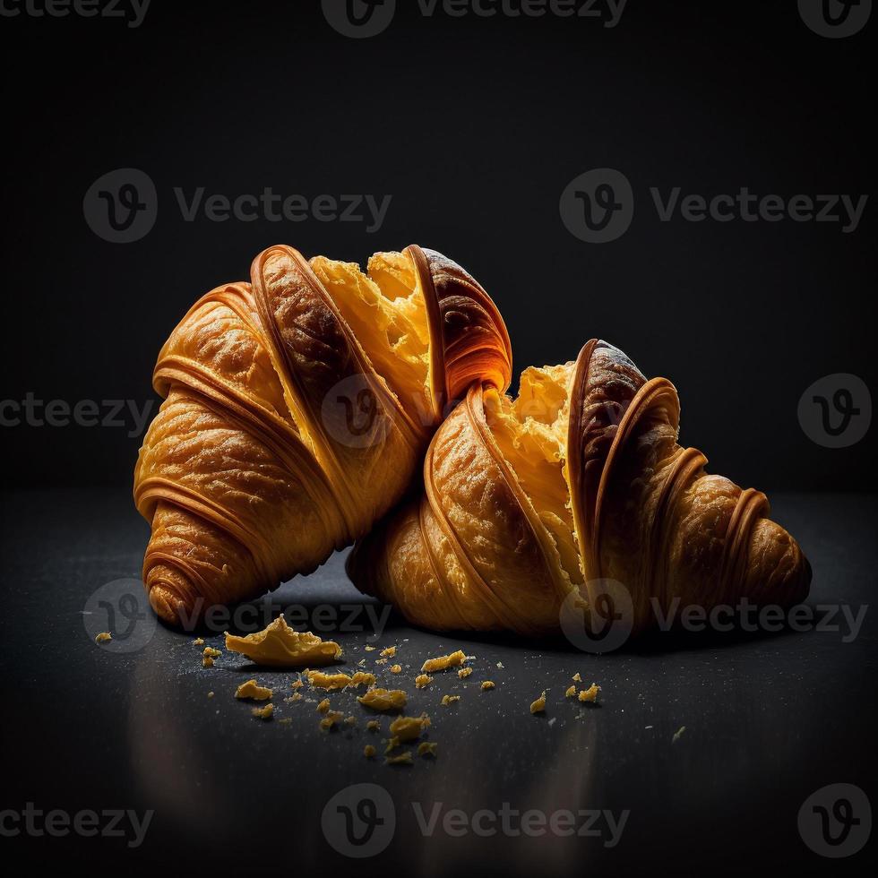 croissanter på svart bakgrund foto