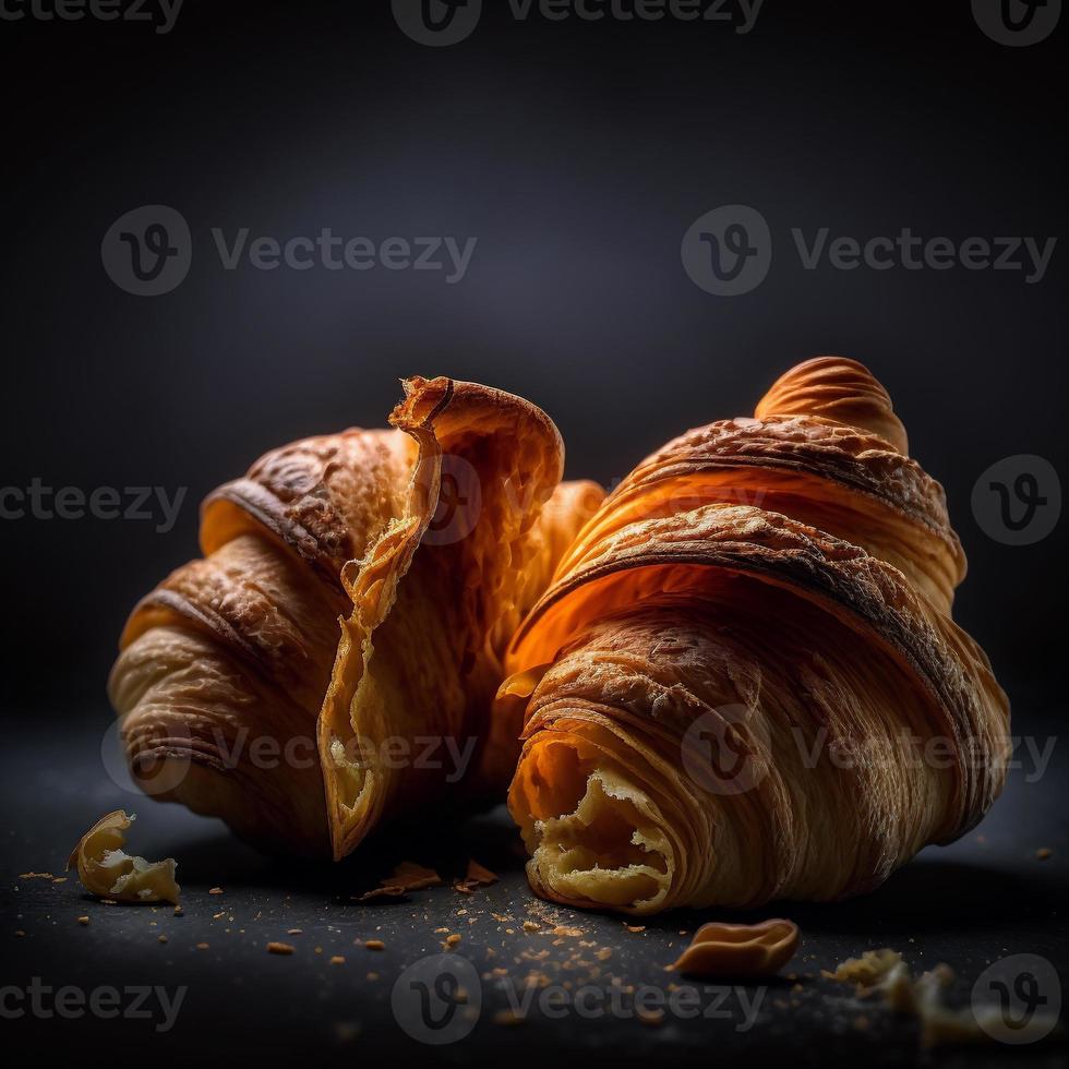 croissanter på svart bakgrund foto