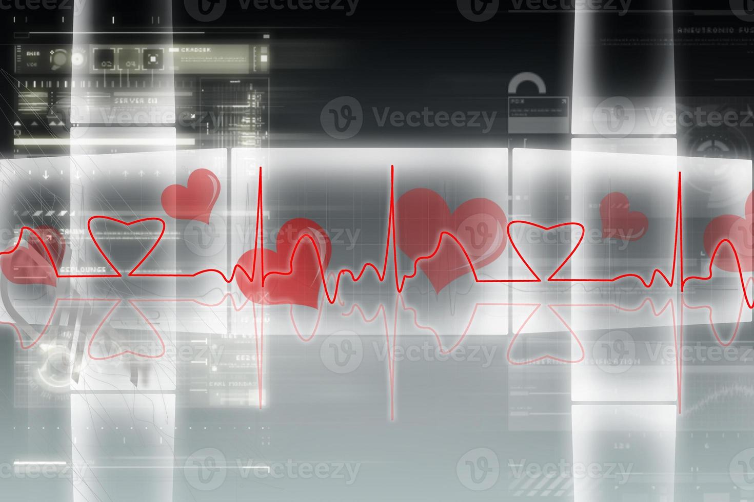 digital illustration av hjärta övervaka skärm med vanligt hjärta slå signal foto