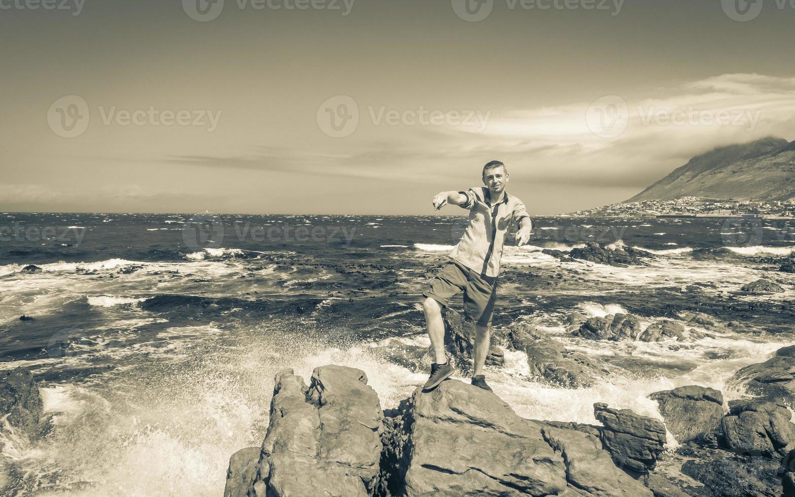 manlig modell turist resande landskap stad cape stad söder afrika. foto