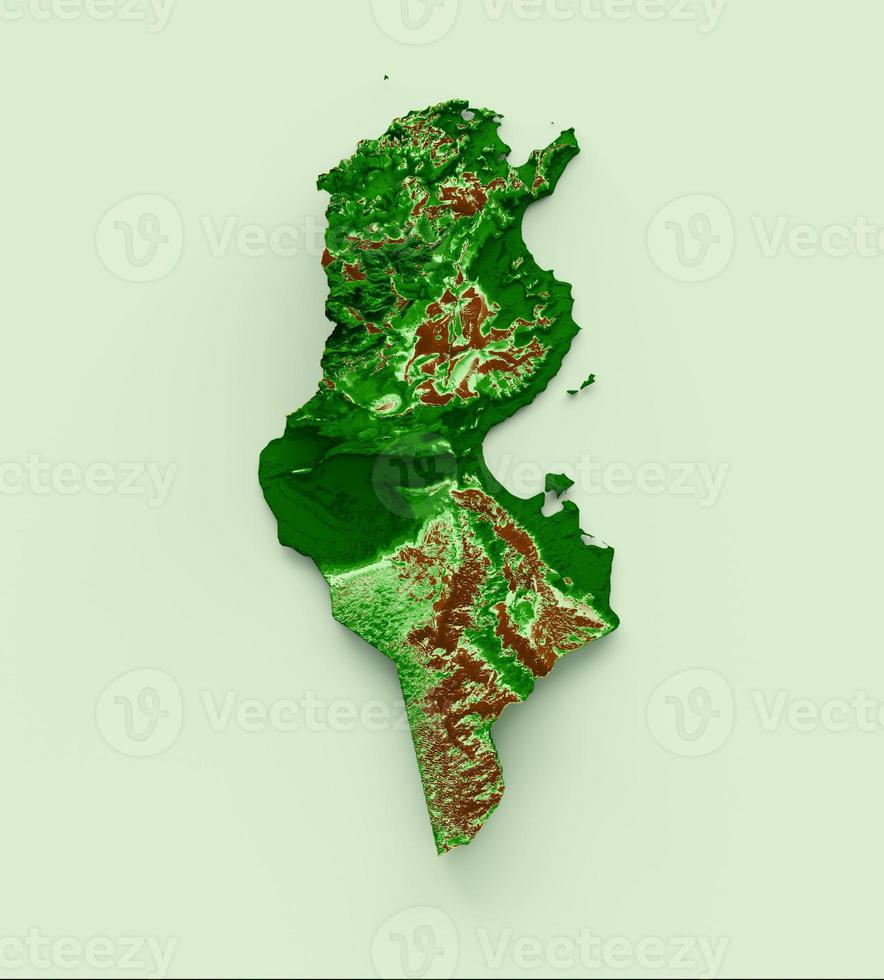 tunisien topografisk Karta 3d realistisk Karta Färg 3d illustration foto