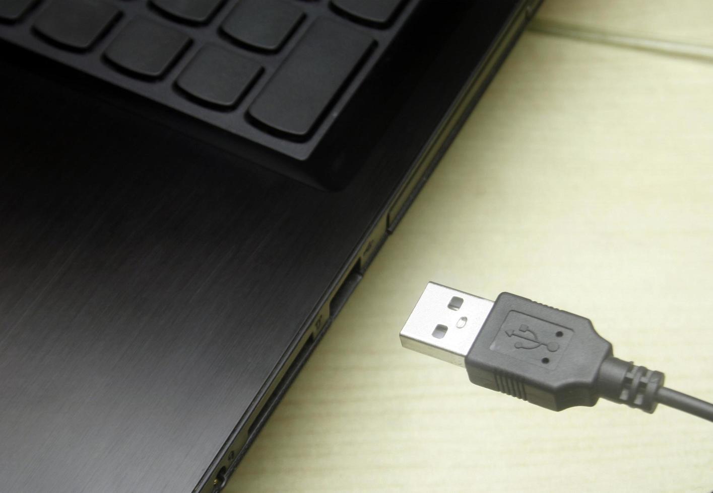 USB-kabel ansluts till bärbar dator foto