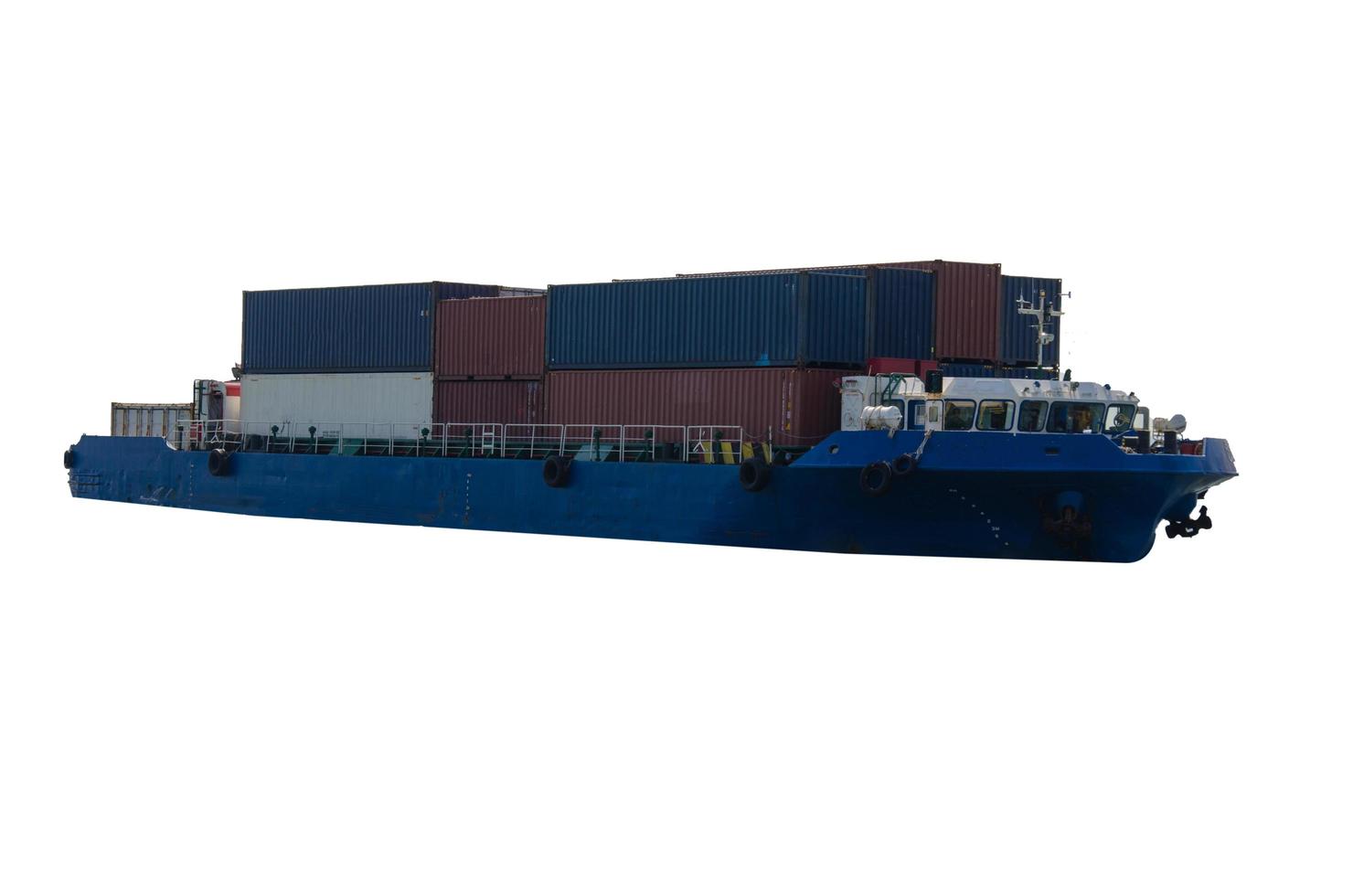 containerlastfartyg på vit bakgrund foto
