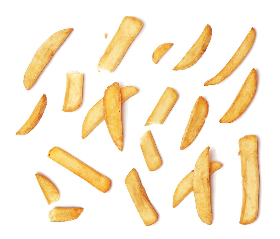 pommes frites på vit bakgrund foto