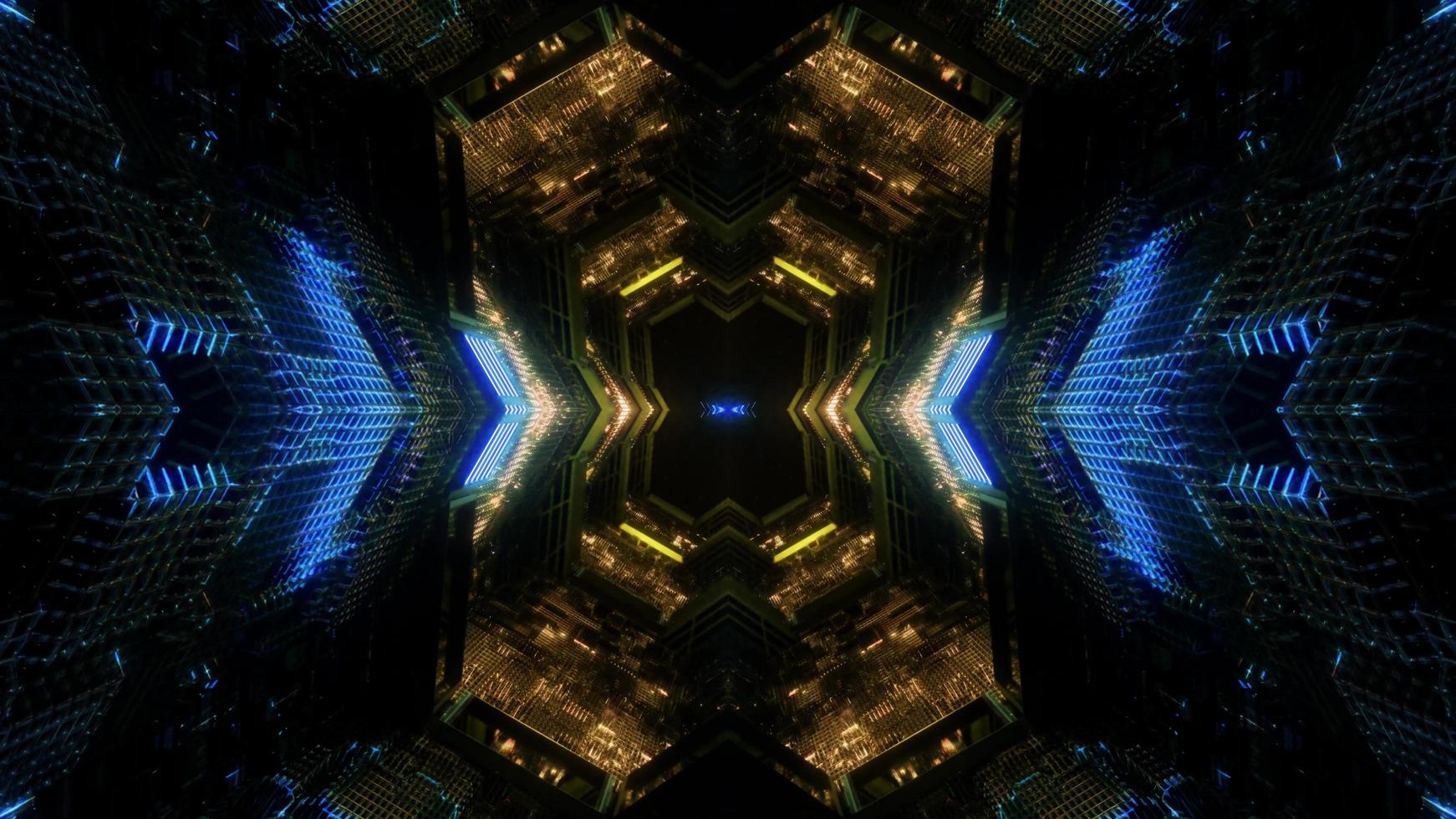 färgglada ljus och former kalejdoskop 3d illustration för bakgrund eller tapet foto