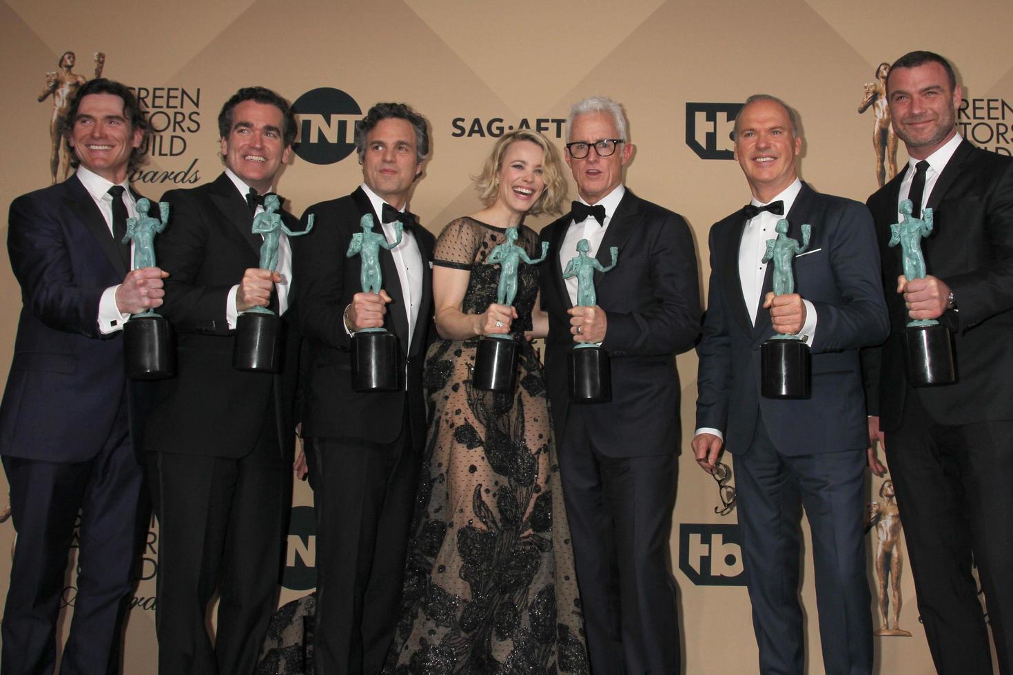 los angeles, jan 30 - billy crudup, brian d arcy james, mark ruffalo, rachel mcadams john slatteri, michael keaton, liev schreiber på de 22 skärm aktörer gille utmärkelser på de helgedom hörsal på januari 30, 2016 i los angeles, ca foto