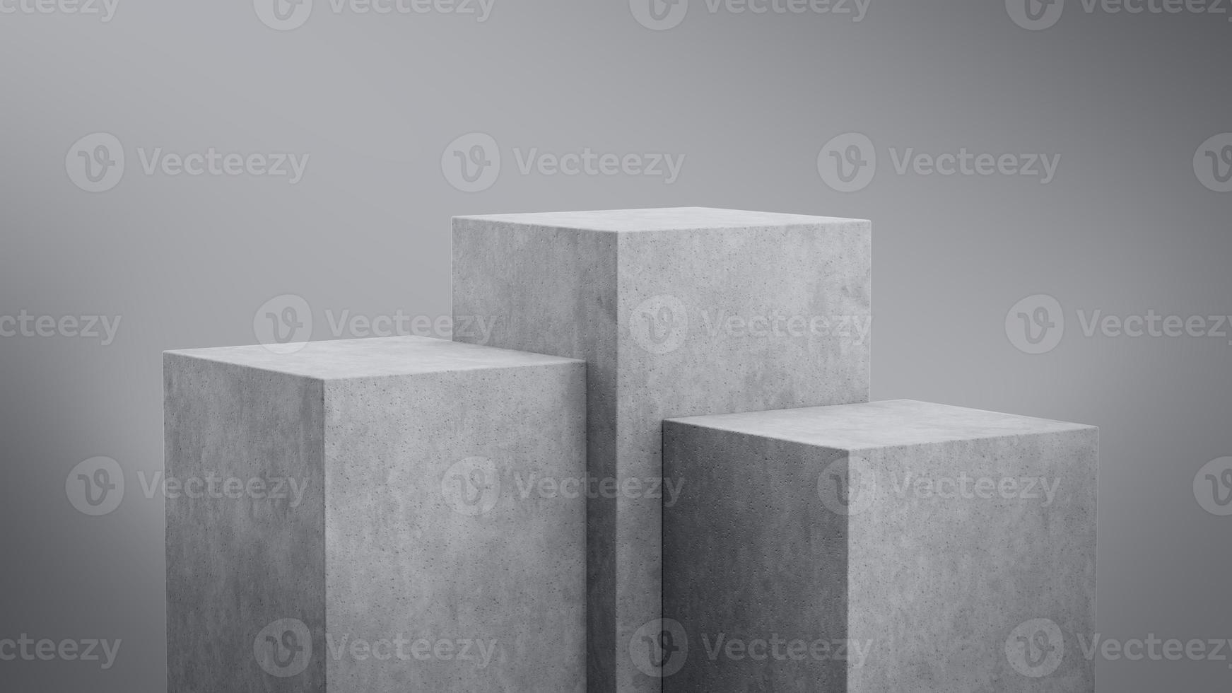 minimal tömma podium produkt presentation betong 3 podium stå på grå bakgrund piedestal foto