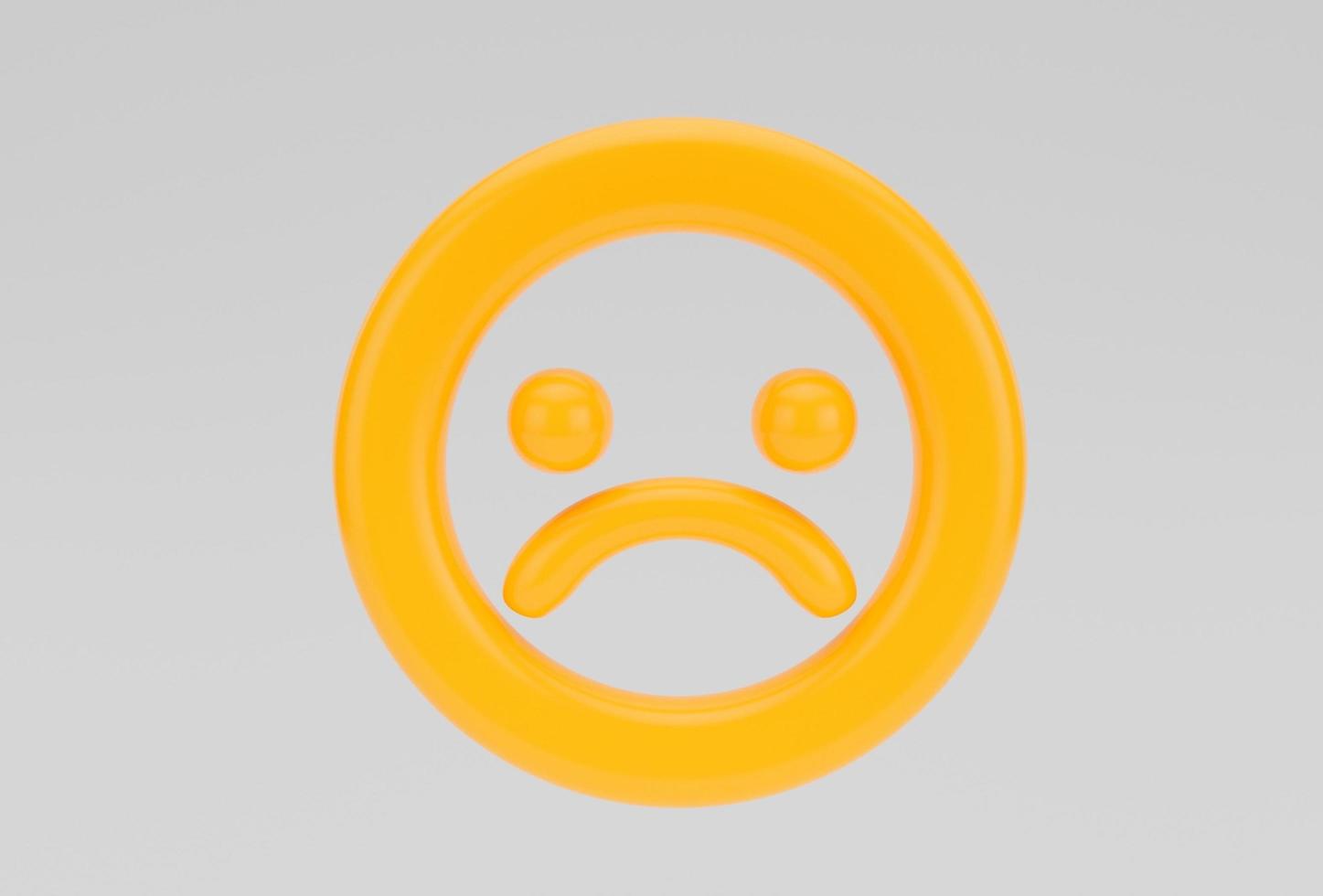 ledsen emoji minimal 3d tolkning på vit bakgrund foto