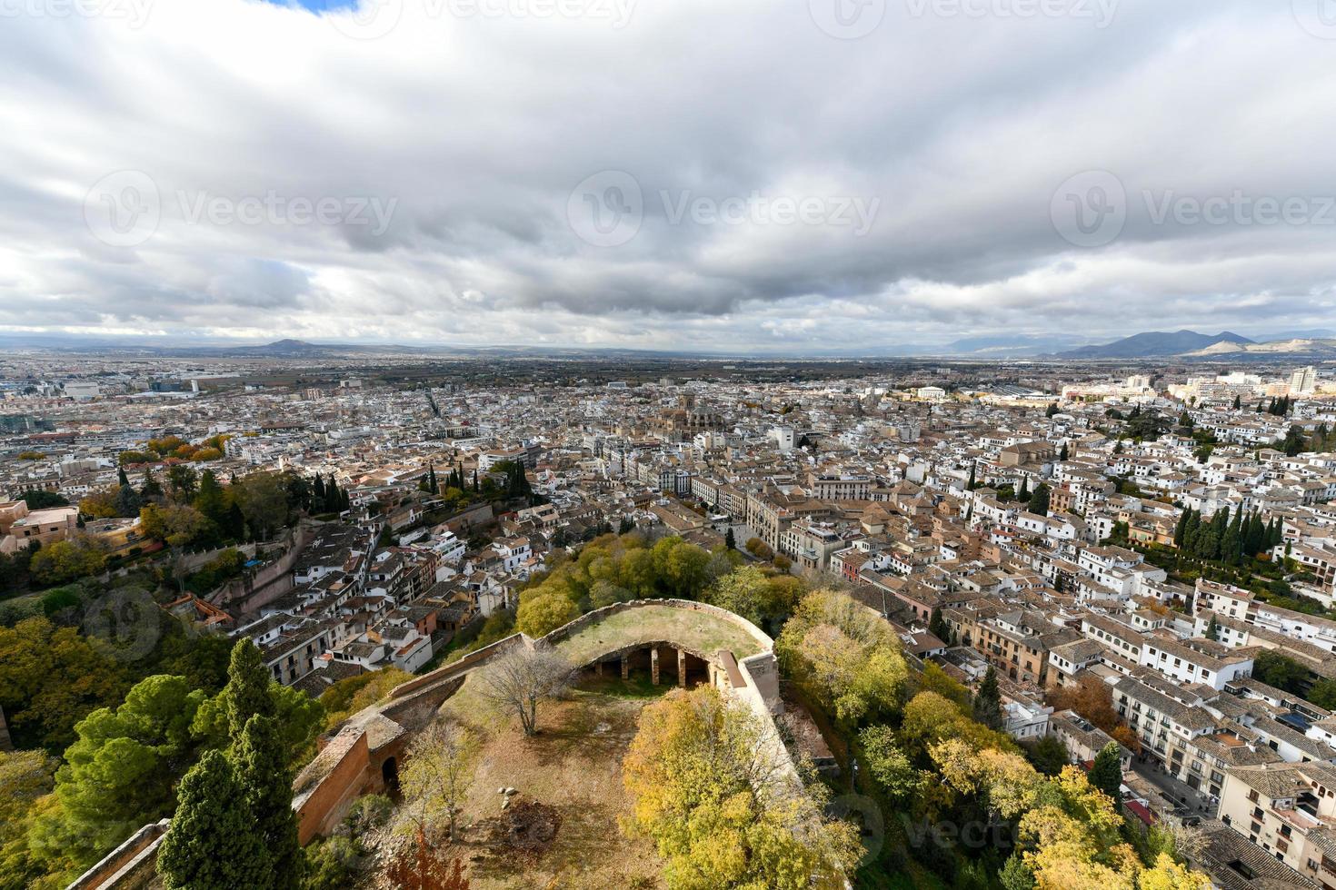 se från de ljus torn, också kallad torre de la vela, en del av de alcazaba i de alhambra, granada, Spanien. foto