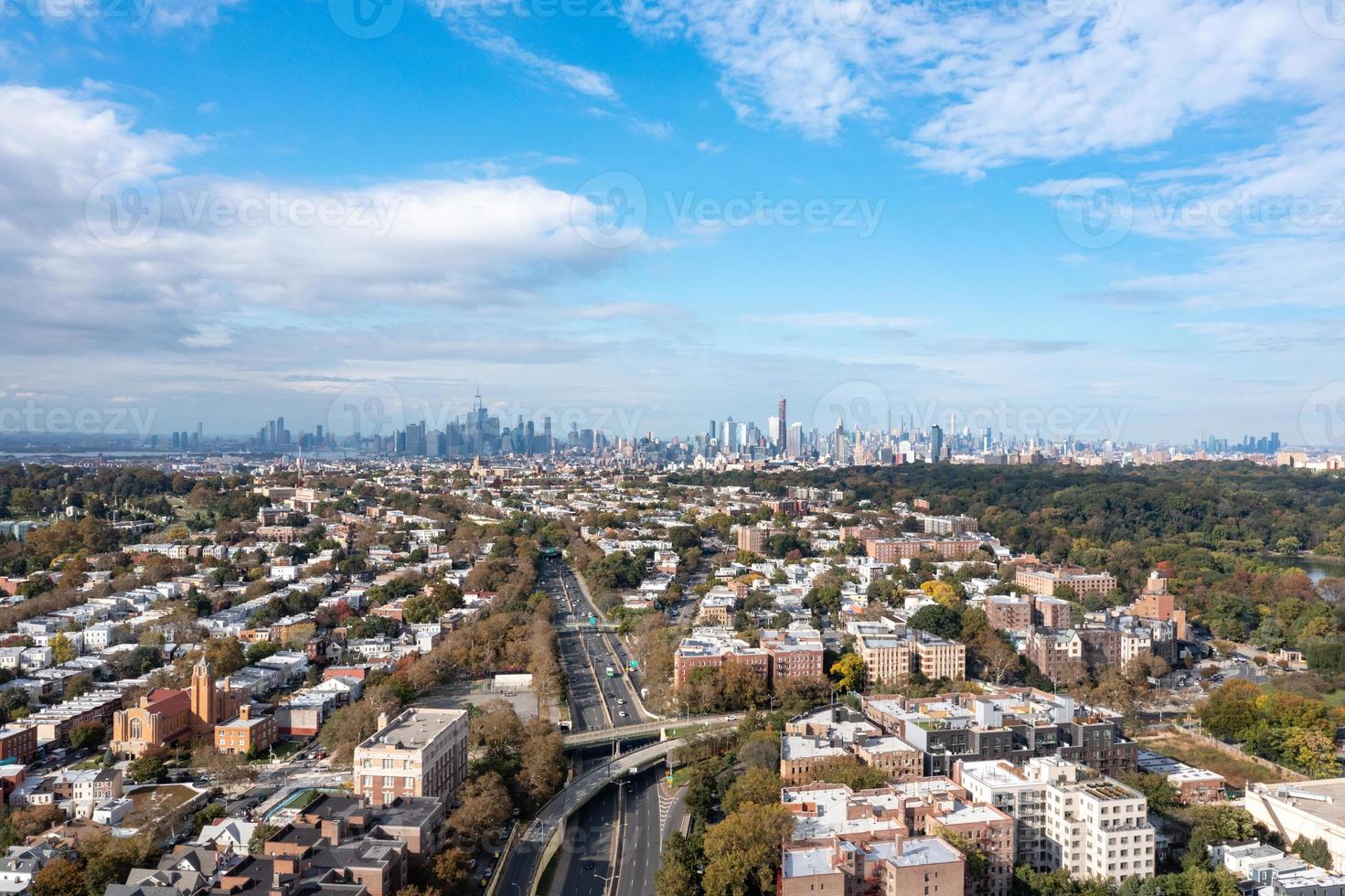 manhattan stad landskap se från kensington, Brooklyn, ny york. foto