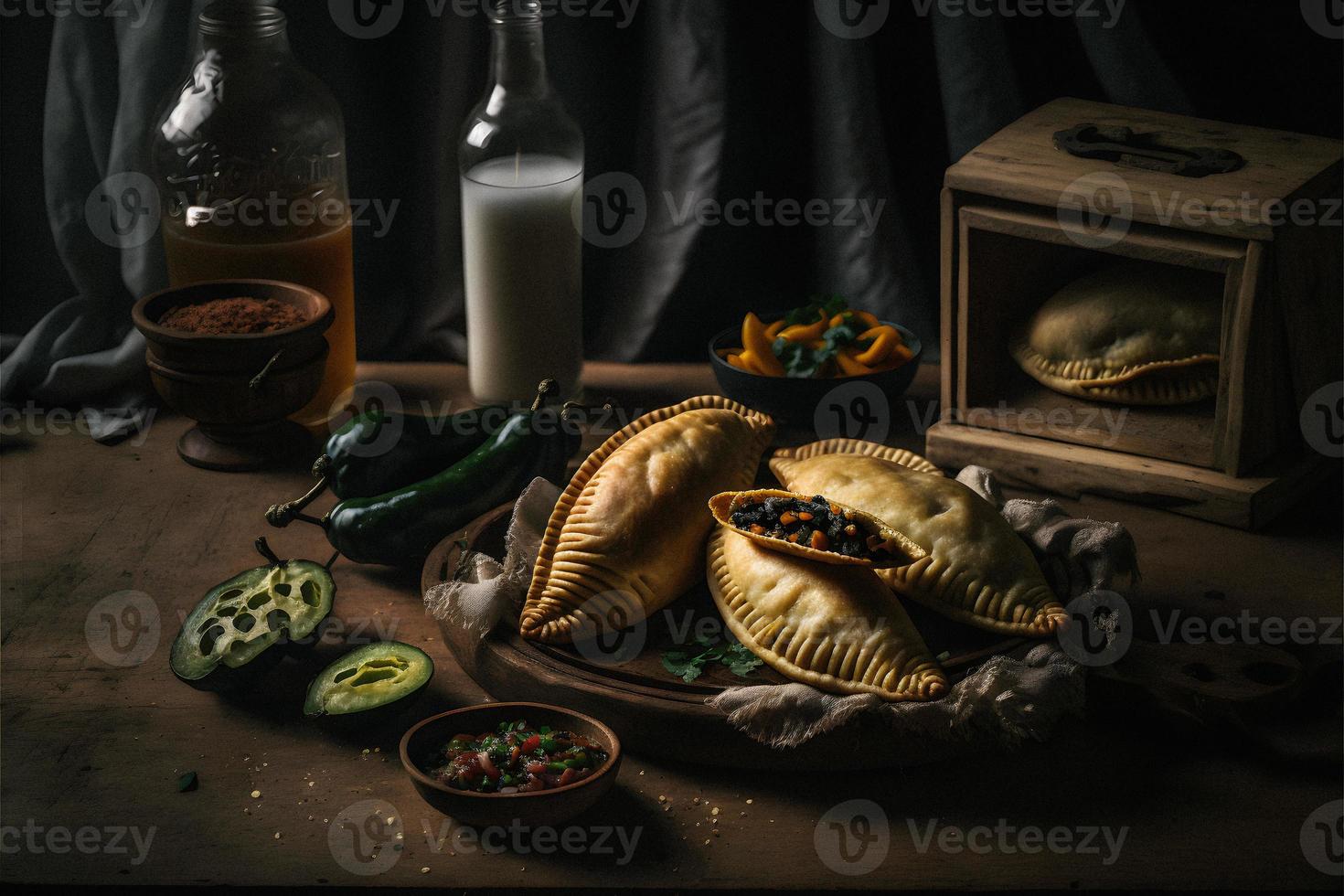 unna sig i de rik smaker av latin Amerika med vår empanadas. aptitretande bilder monter traditionell, gata mat, och gourmet stilar av detta älskad maträtt foto