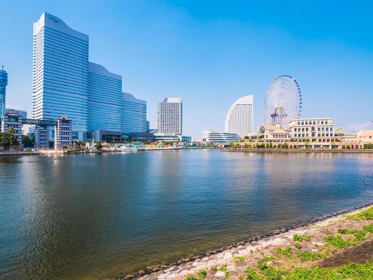 yokohama skyline i japan foto