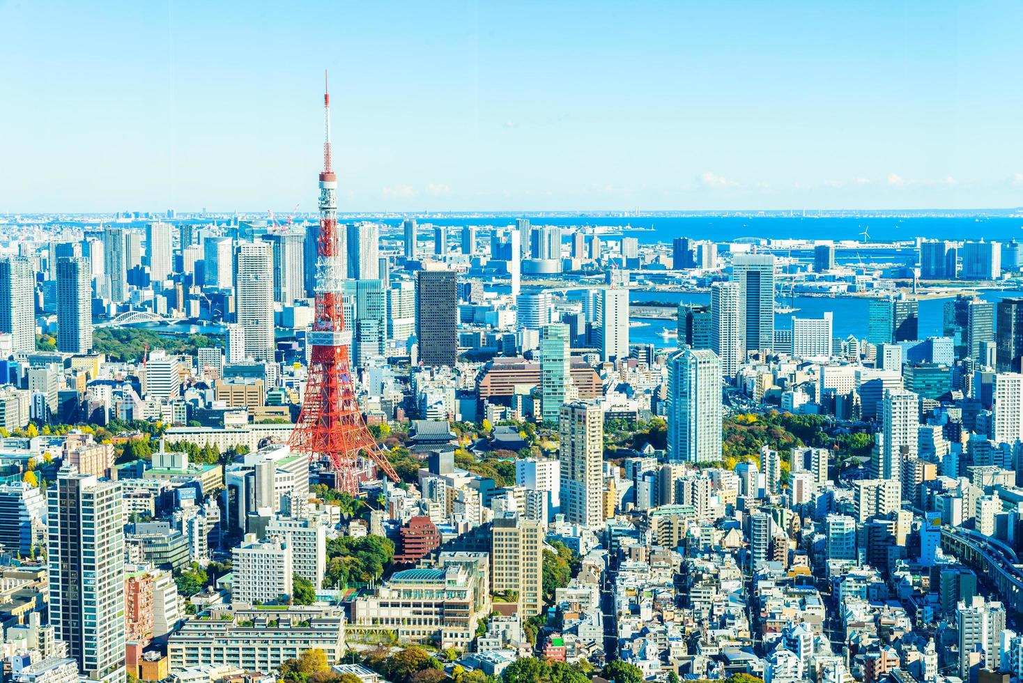 Tokyo stadsbildshorisont i Japan foto