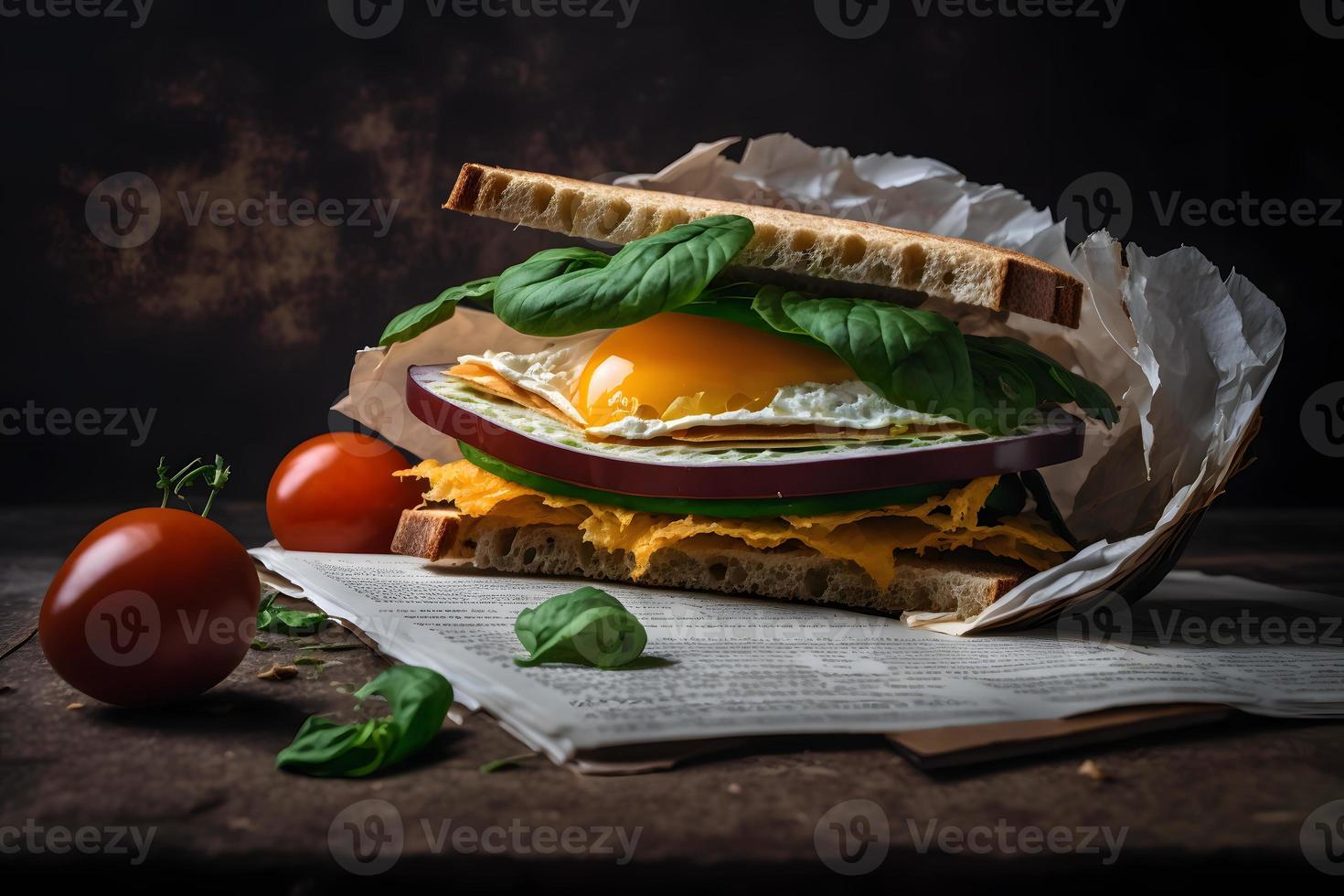 knaprig och utsökt smörgås tillverkad av Ingredienser för frukost mat fotografi foto