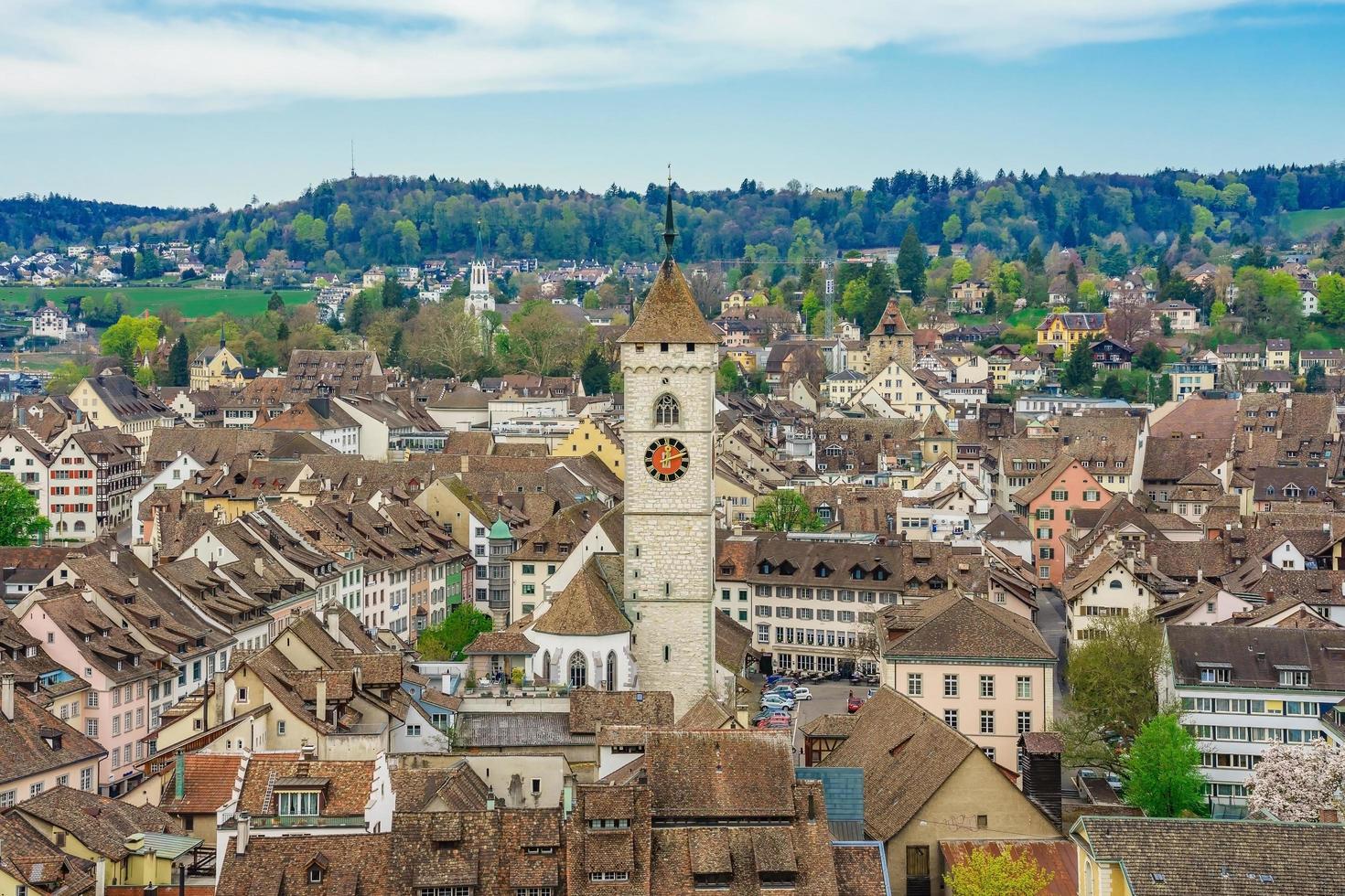 panoramautsikt över den gamla staden Schaffhausen, Schweiz foto