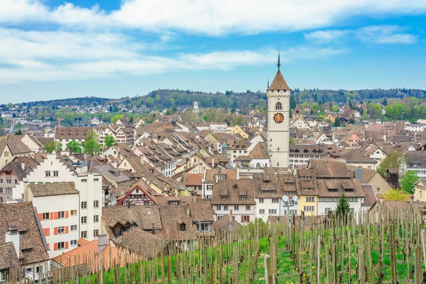 panoramautsikt över den gamla staden Schaffhausen, Schweiz foto