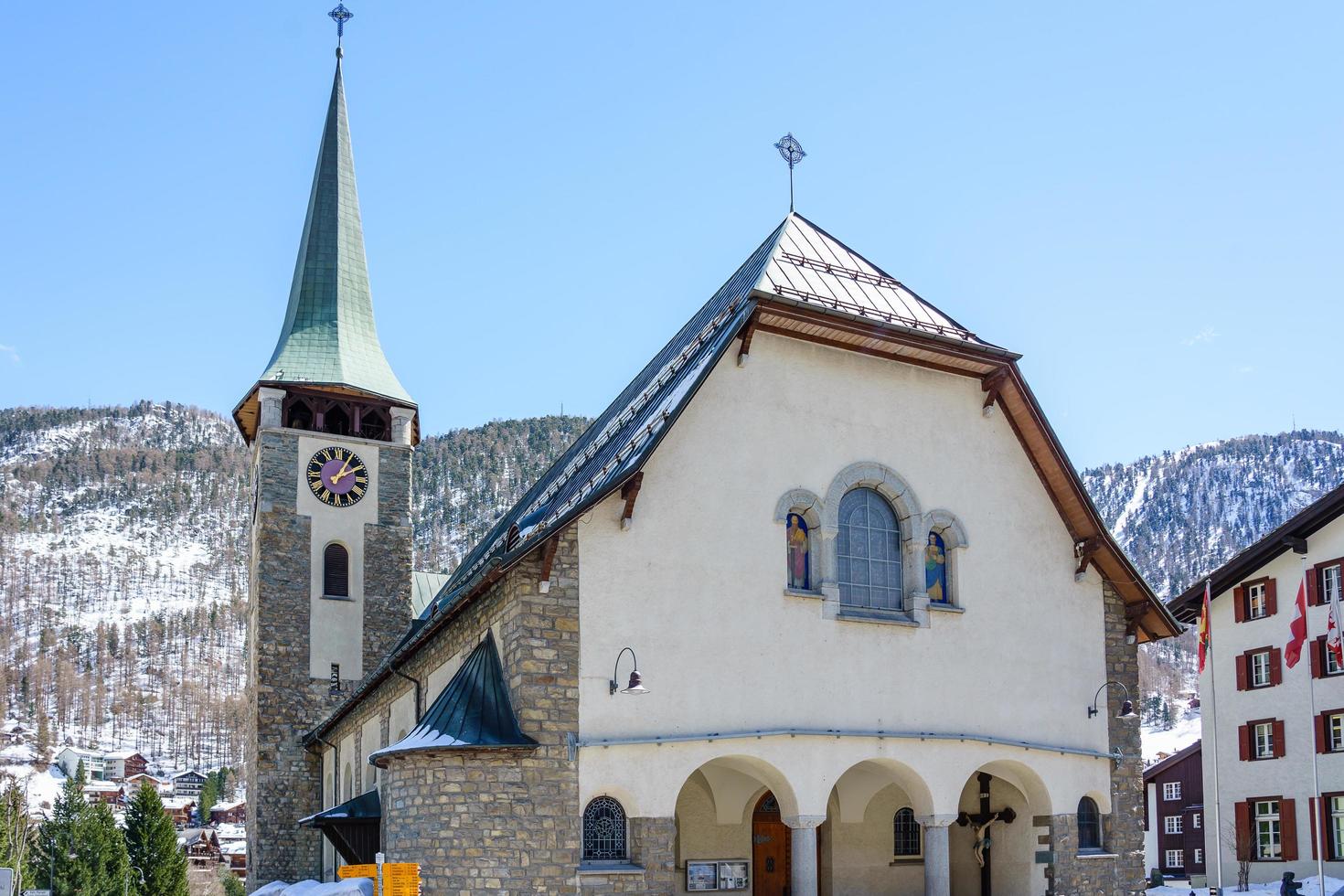 pfarrkirche st. Mauritius i Zermatt, Schweiz foto