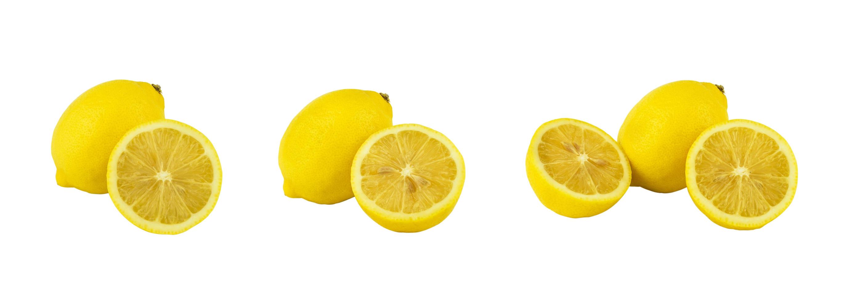 citron- frukt uppsättning klippning väg foto