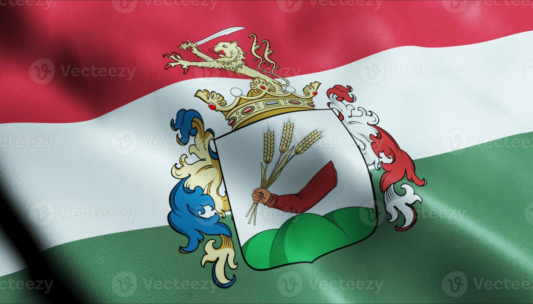 3d framställa vinka ungern stad flagga av kisujszallas närbild se foto