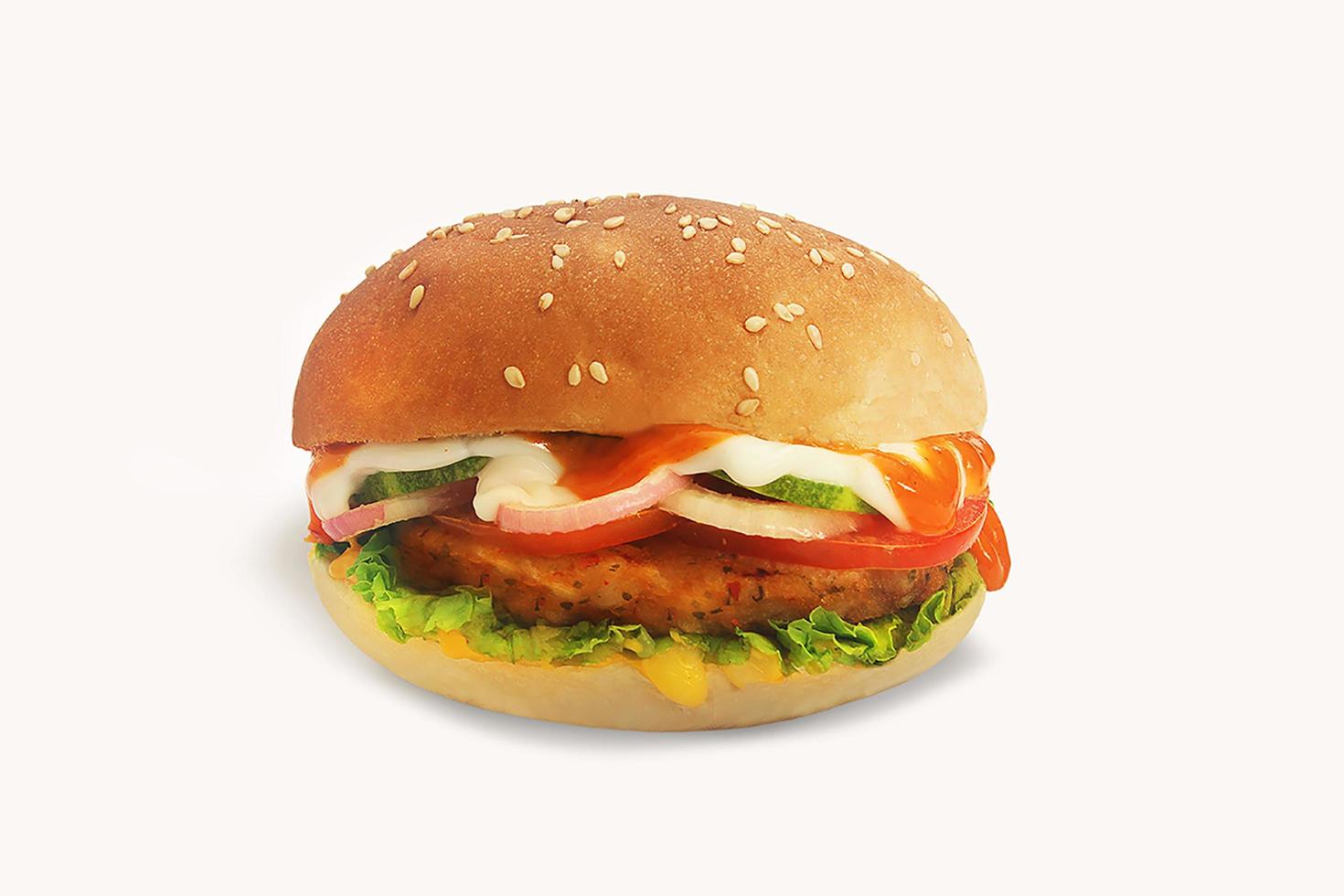 isolerad veggieburger med vit bakgrund foto