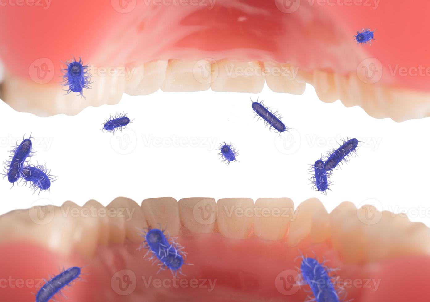 öppnad mun full av virus och bakterie foto