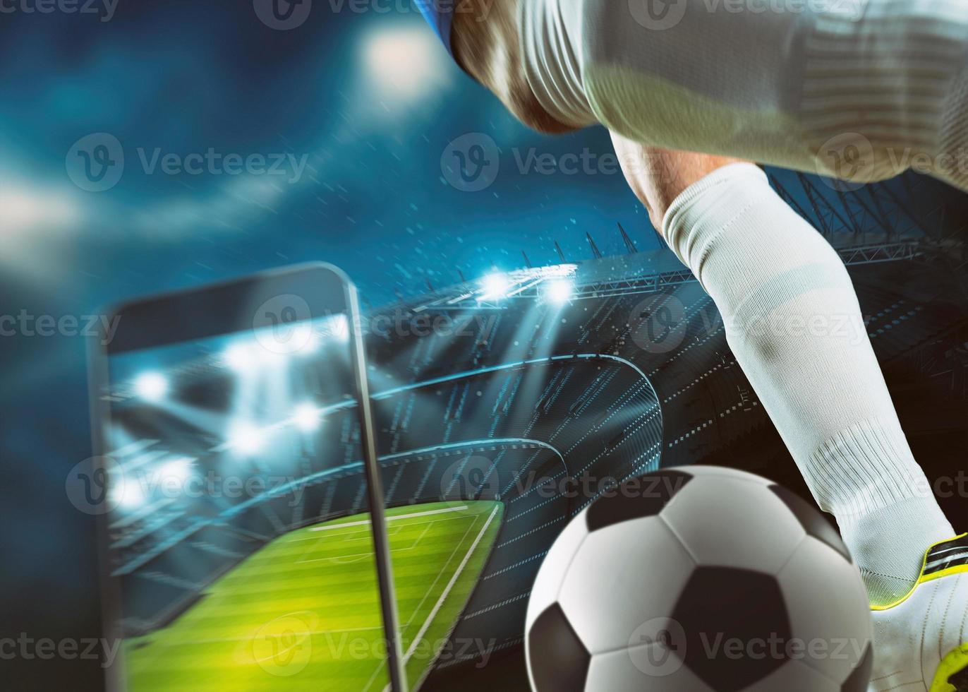 leva sporter händelse på en mobil enhet, vadhållning på fotboll match foto
