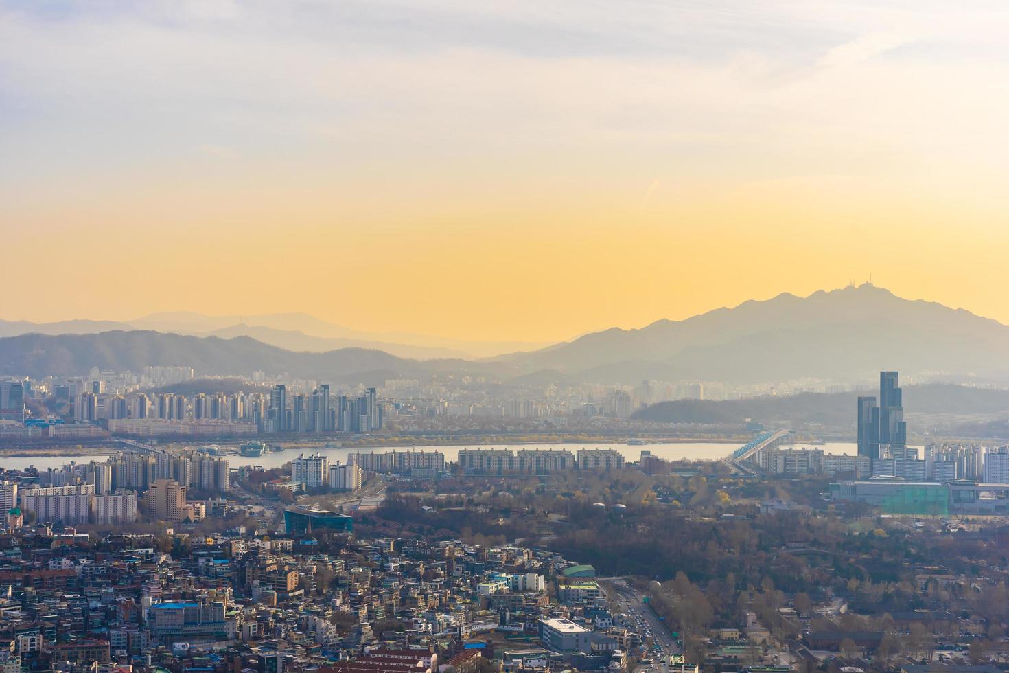 utsikt över Seoul staden, Sydkorea foto