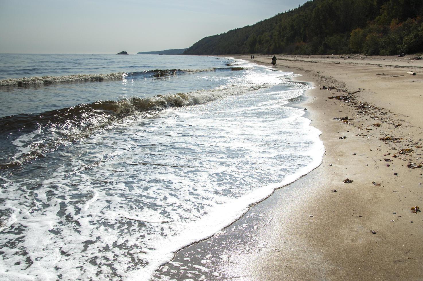 strandlinje och berg på en strand foto