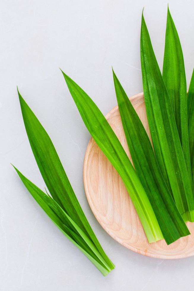 pandanus lämnar på en tallrik foto