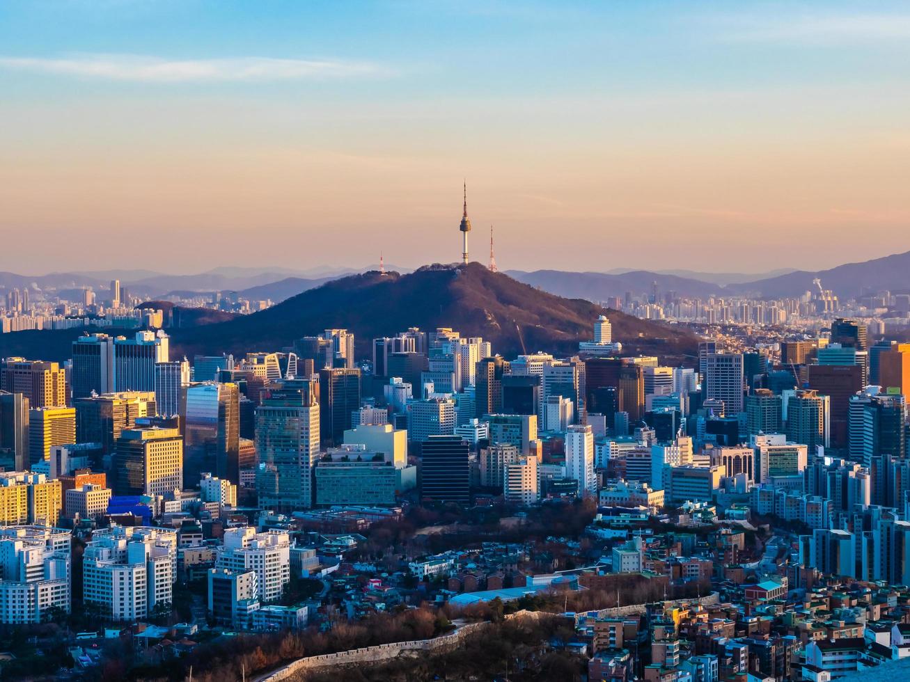 utsikt över Seoul staden, Sydkorea foto