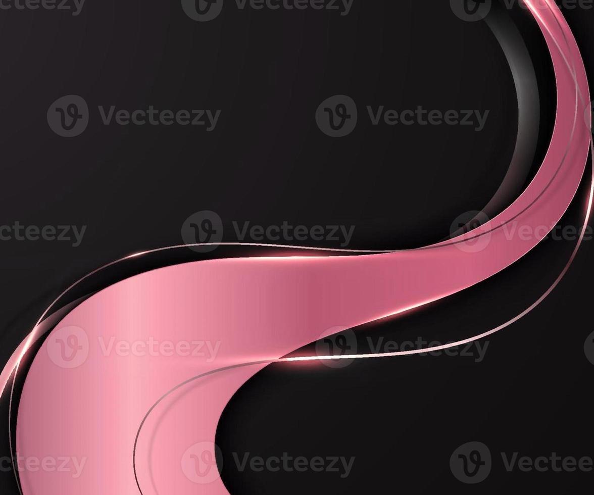 modern lyx mall design koppar rosa persika och röd och svart grå metallisk böjd Vinka former och gyllene glitter linje ljus gnistbildning på svart bakgrund foto