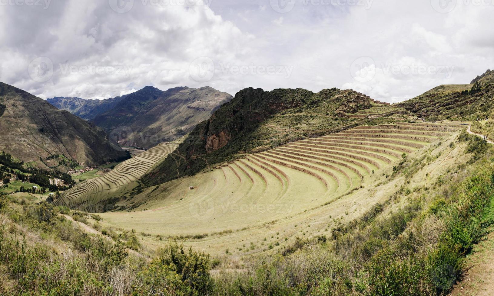 jordbruks terrasser i Pisac, Peru foto