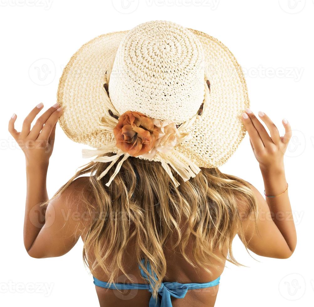 flicka med sugrör hatt foto