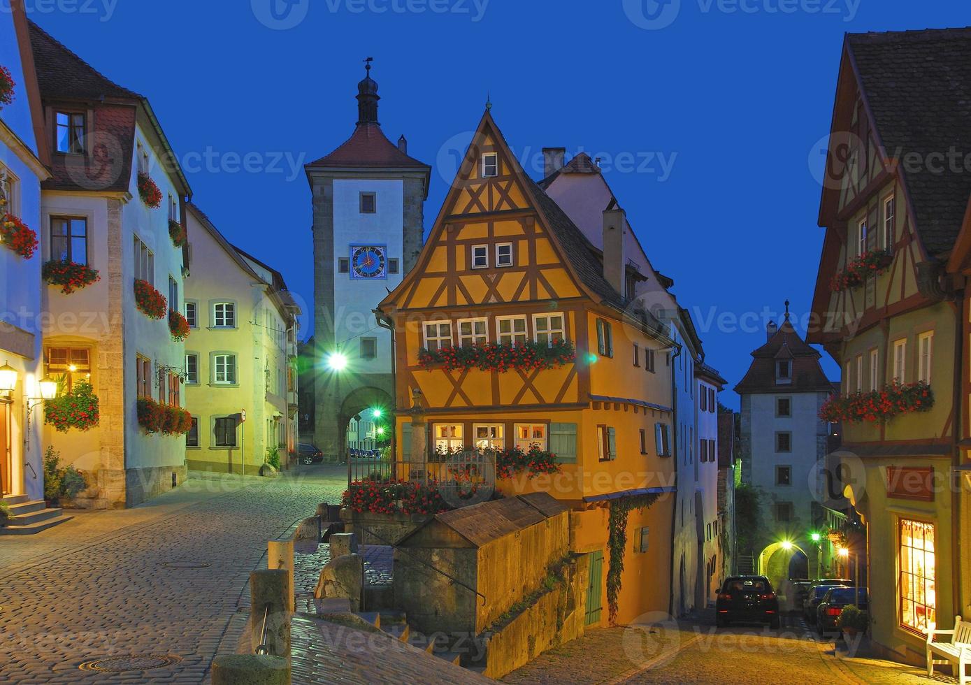 de känd historisk ploenlein i rothenburg ob der tauber , Bayern, Tyskland foto