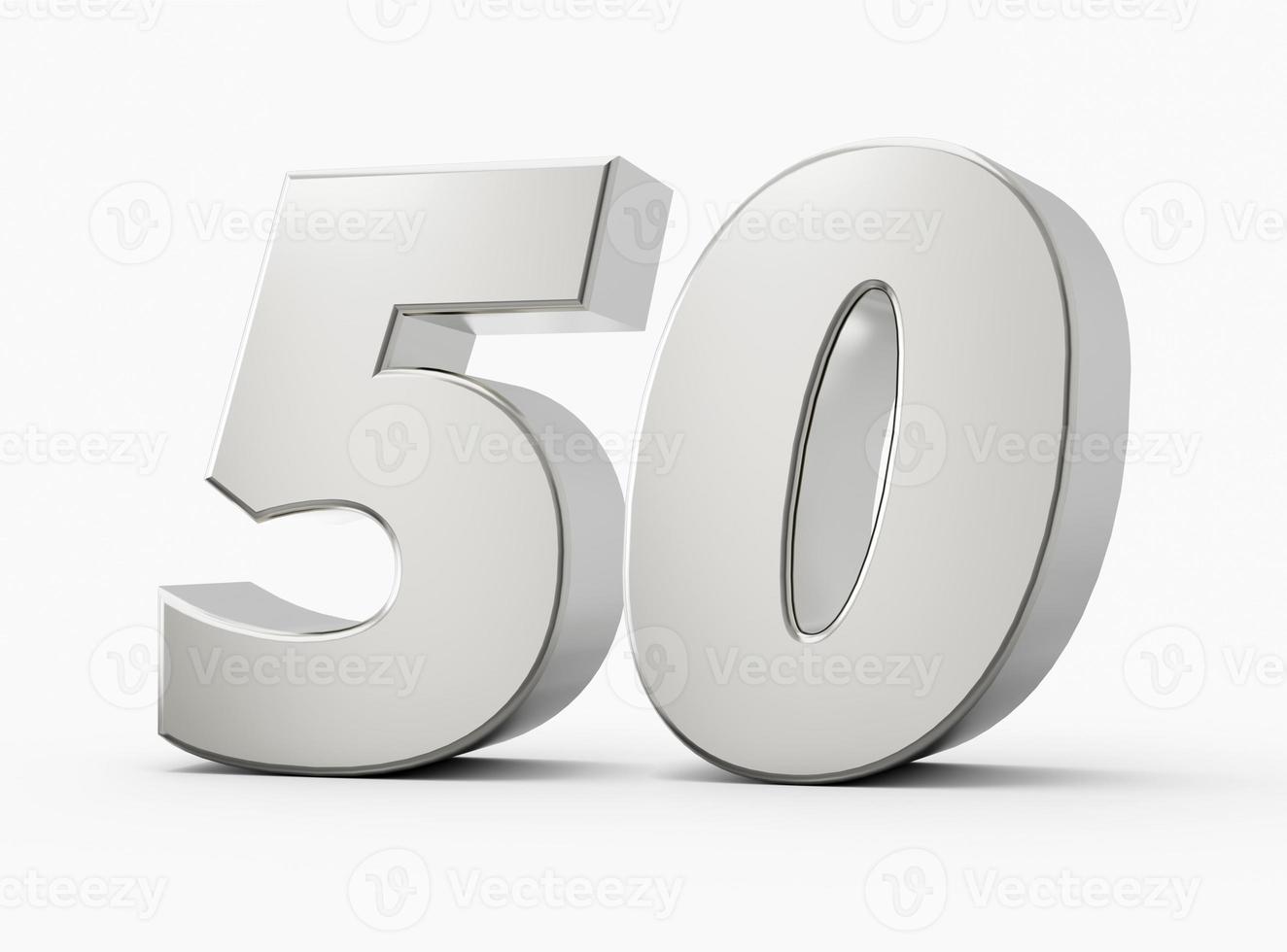 silver- 3d tal 50 femtio. isolerat vit bakgrund 3d illustration foto