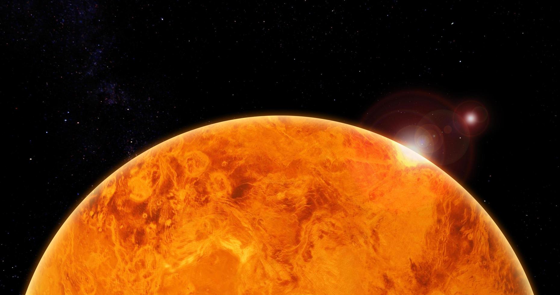 Illustration 3d av venus med detektering av fosfin och fosfor i venus atmosfär foto