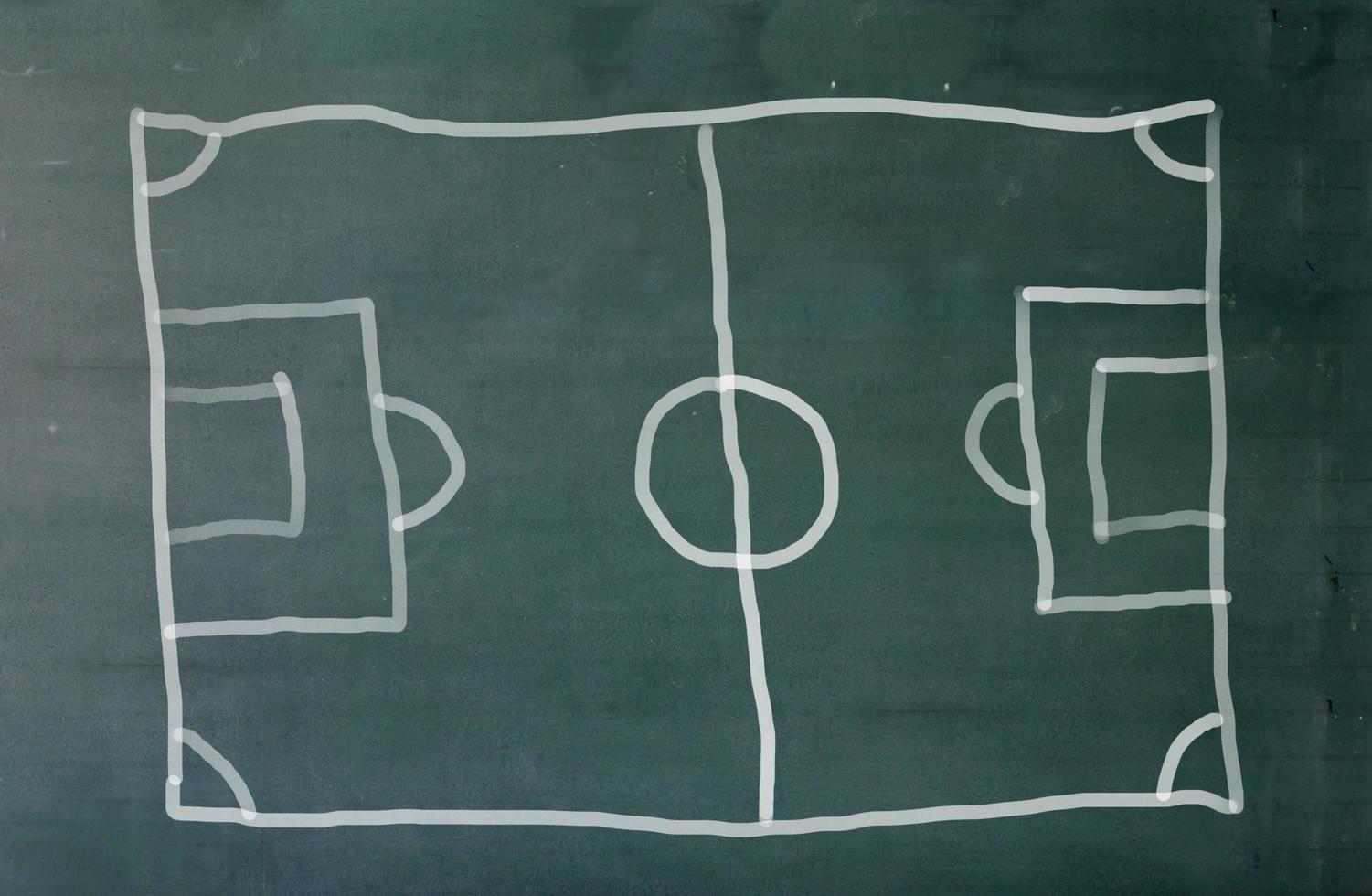 fotbollsplan ritad på svarta tavlan foto