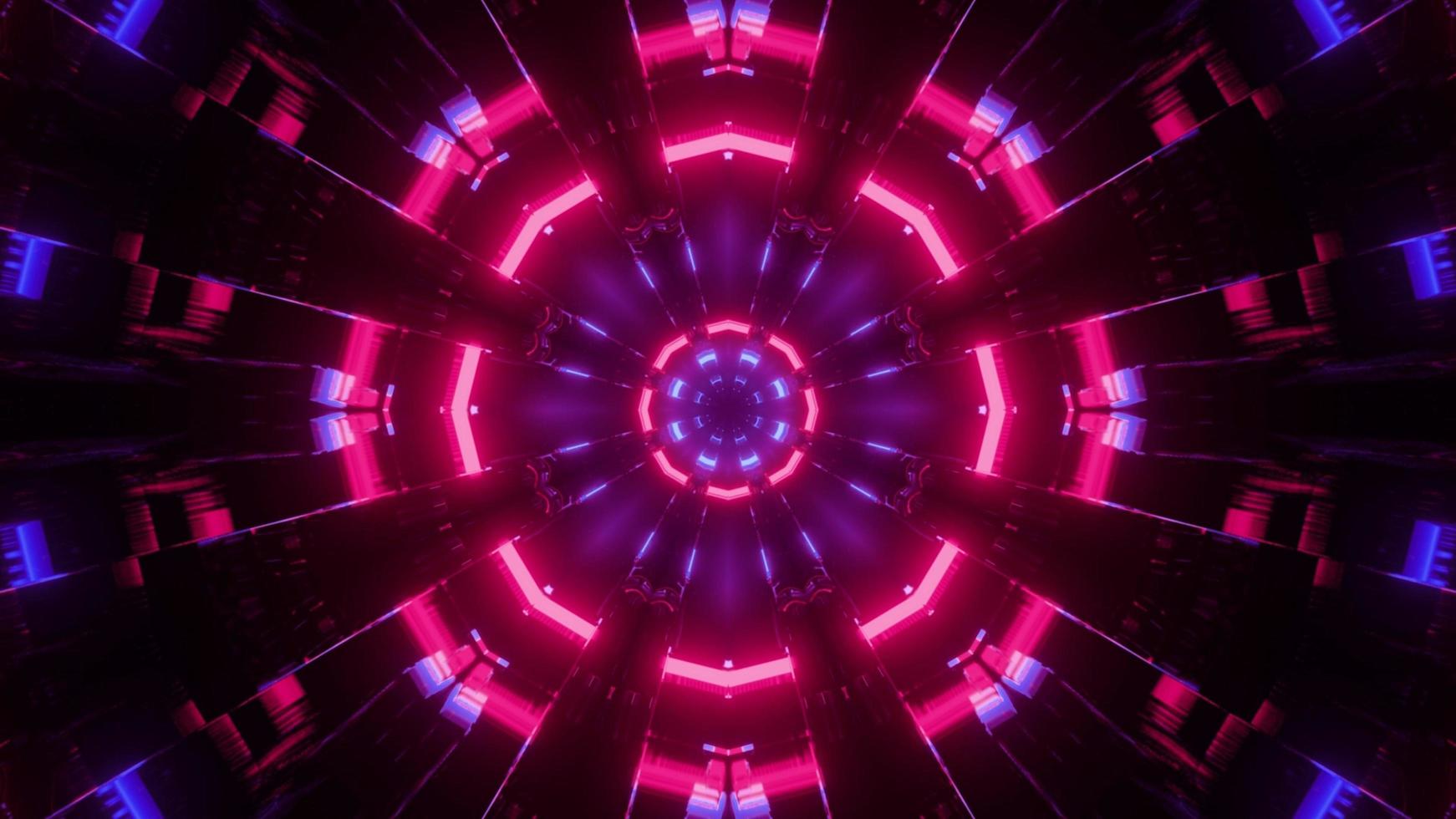 Illustration 3d av mångfärgade neonljus som kalejdoskopbakgrund foto