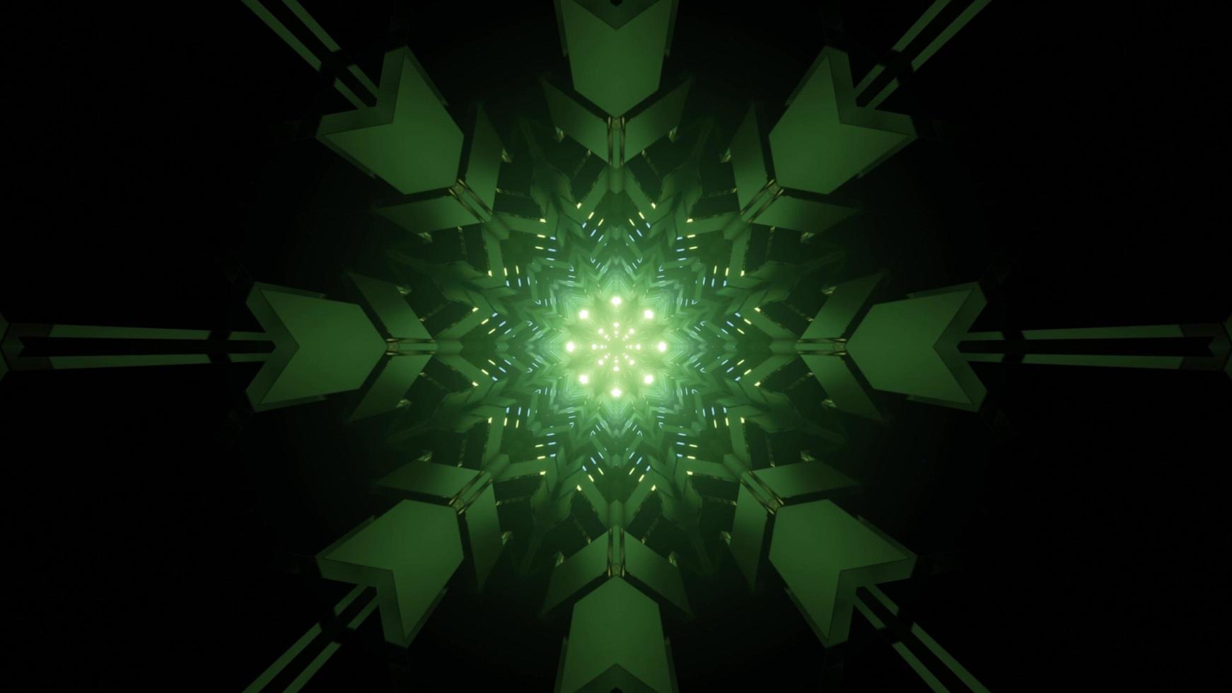 glänsande grön snöflinga format 3d illustration foto