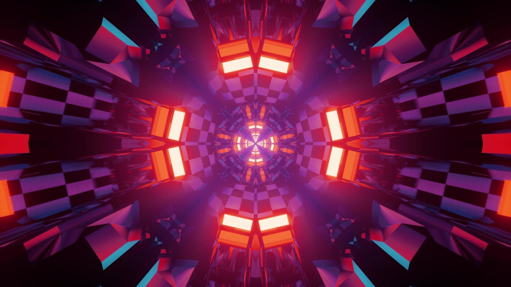 glödande färgstark neonbelysning med geometriskt mönster 3d illustration foto