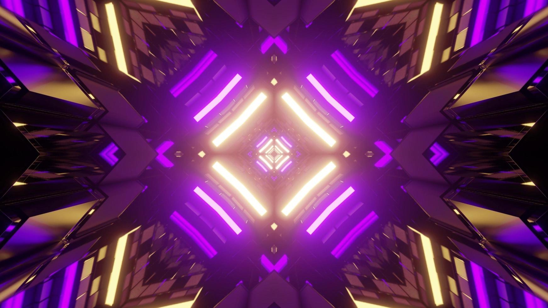 geometrisk bakgrund med neonljus i 3d-illustration foto