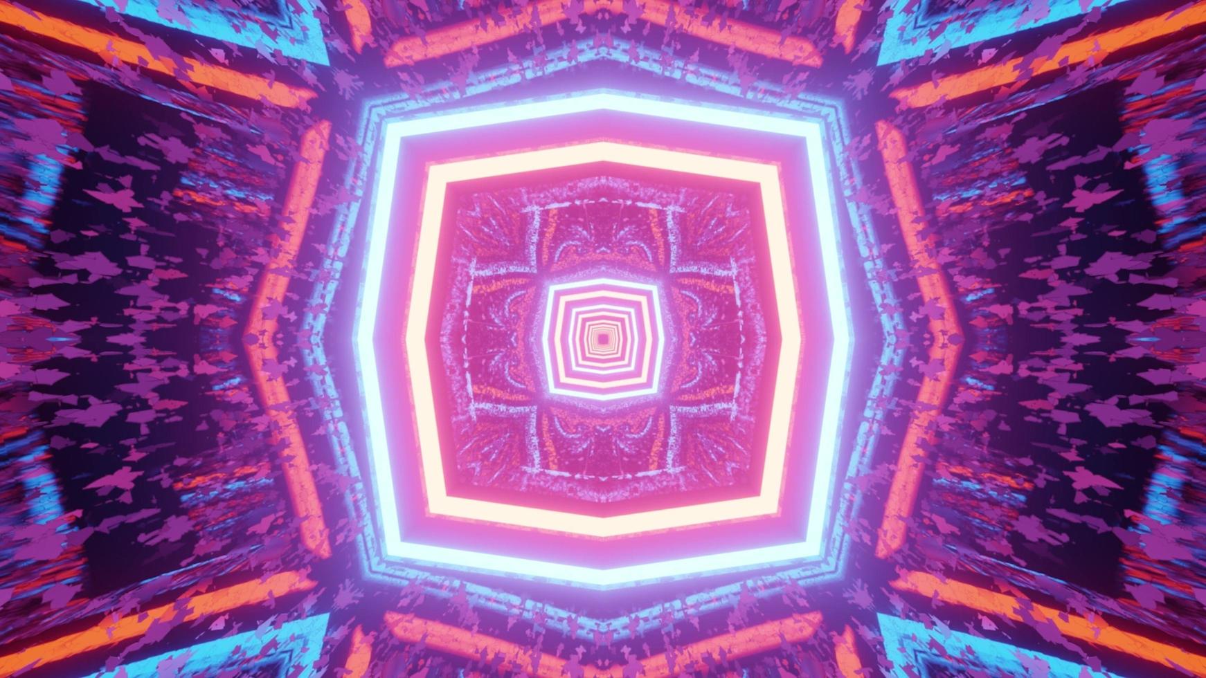 mångfärgade geometriska neonljus med reflektioner 3d illustration foto
