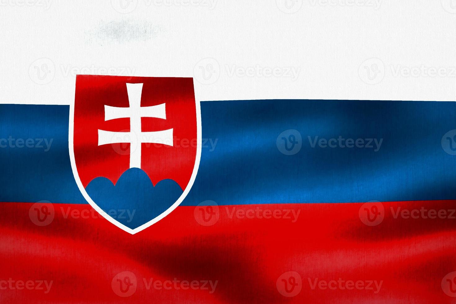 3D-illustration av en slovakisk flagga - realistiskt viftande tygflagga foto