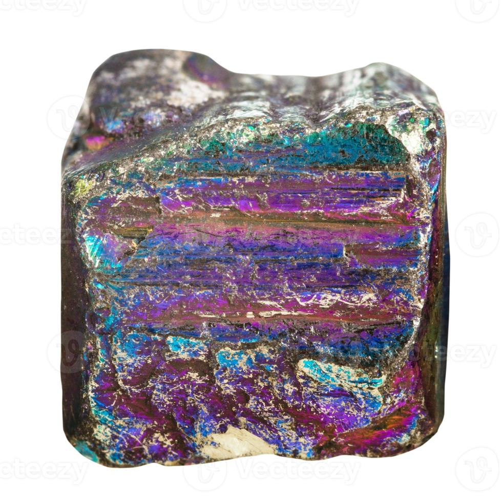 kub från regnbågsskimrande pyrit mineral sten foto