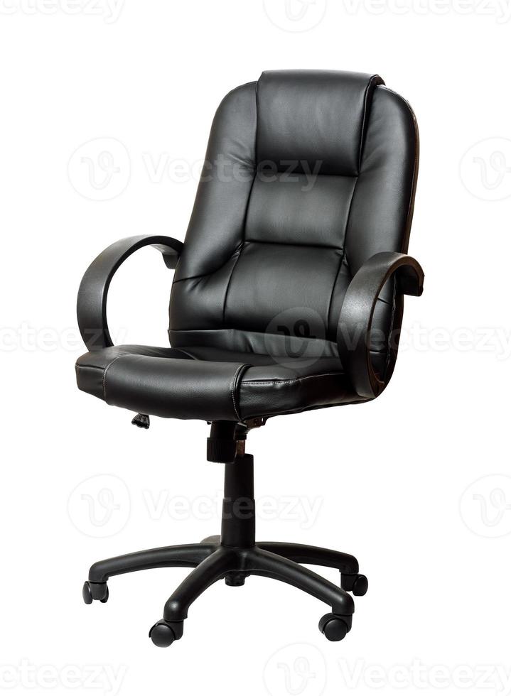de kontor stol från svart imitation läder foto