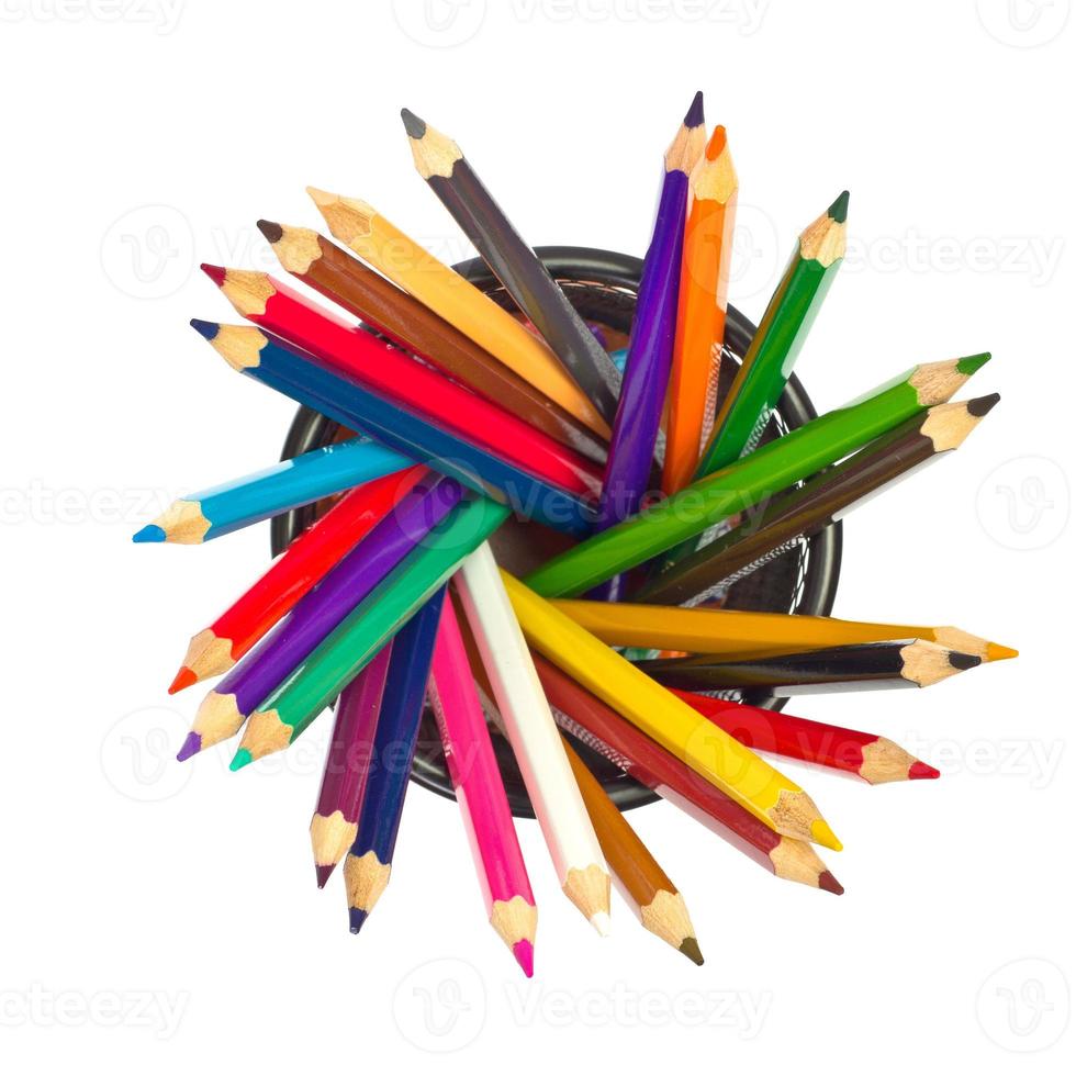 färgad pennor i hållare foto