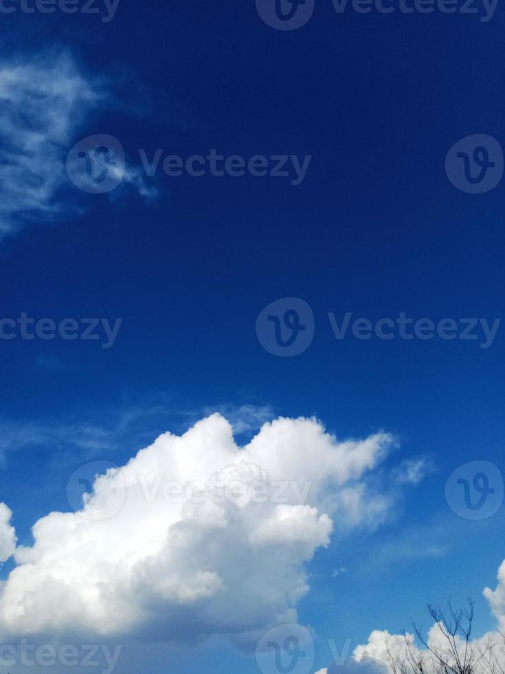 blå himmel med moln och träd foto